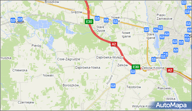 mapa Dąbrówka-Wyłazy, Dąbrówka-Wyłazy na mapie Targeo