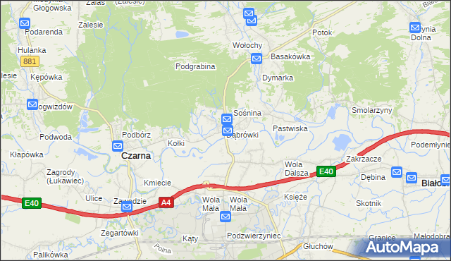 mapa Dąbrówki gmina Czarna, Dąbrówki gmina Czarna na mapie Targeo