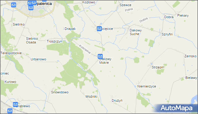 mapa Dakowy Mokre, Dakowy Mokre na mapie Targeo