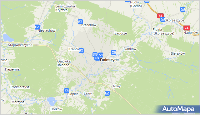 mapa Daleszyce, Daleszyce na mapie Targeo