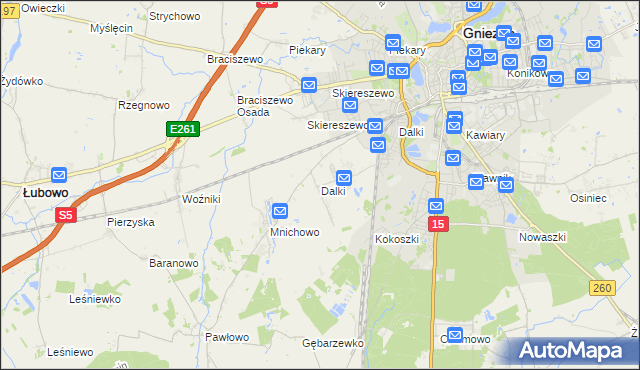 mapa Dalki, Dalki na mapie Targeo