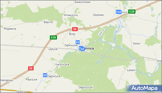 mapa Damnica, Damnica na mapie Targeo