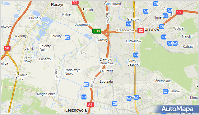 mapa Dawidy Bankowe, Dawidy Bankowe na mapie Targeo