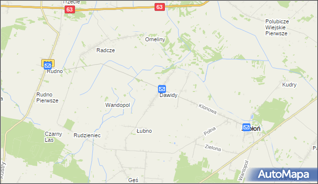 mapa Dawidy gmina Jabłoń, Dawidy gmina Jabłoń na mapie Targeo