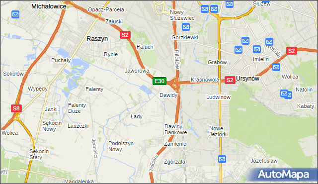 mapa Dawidy gmina Raszyn, Dawidy gmina Raszyn na mapie Targeo
