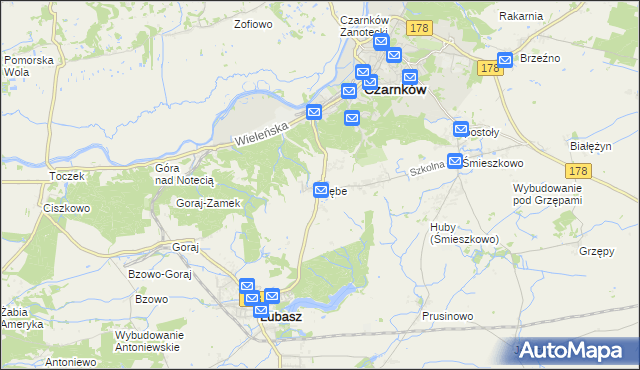 mapa Dębe gmina Lubasz, Dębe gmina Lubasz na mapie Targeo