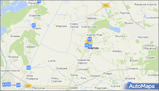 mapa Dębicz gmina Kramsk, Dębicz gmina Kramsk na mapie Targeo