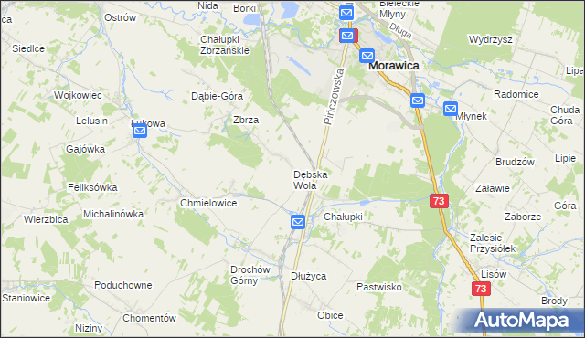 mapa Dębska Wola, Dębska Wola na mapie Targeo