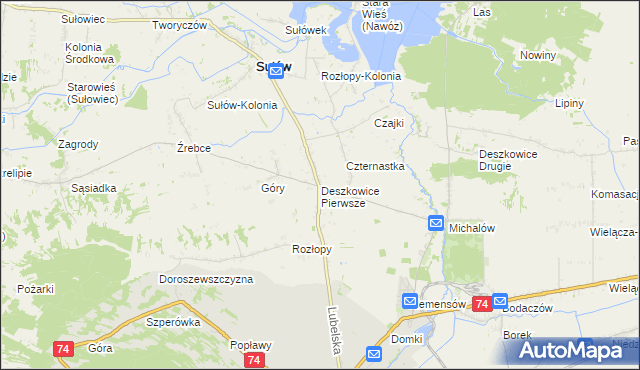 mapa Deszkowice Pierwsze, Deszkowice Pierwsze na mapie Targeo