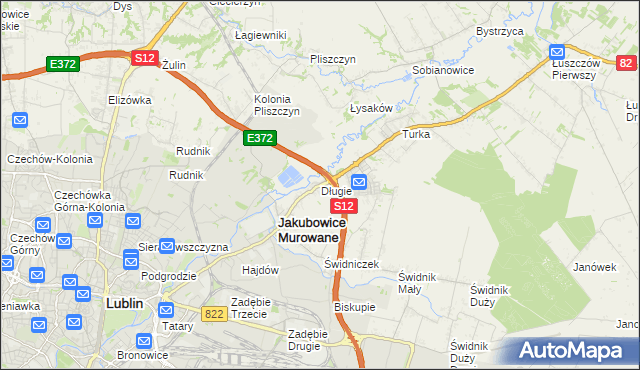 mapa Długie gmina Wólka, Długie gmina Wólka na mapie Targeo