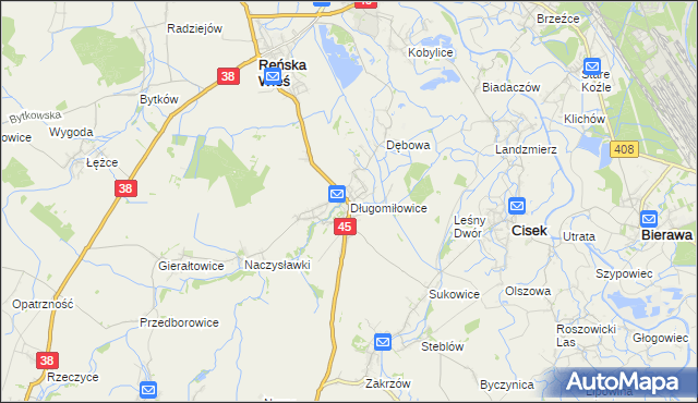 mapa Długomiłowice, Długomiłowice na mapie Targeo