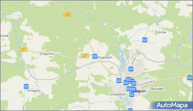 mapa Długoszyn, Długoszyn na mapie Targeo