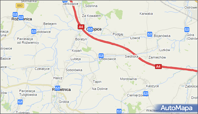 mapa Dobkowice gmina Chłopice, Dobkowice gmina Chłopice na mapie Targeo