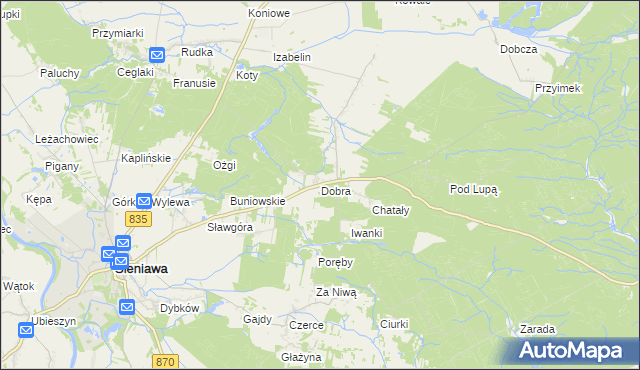 mapa Dobra gmina Sieniawa, Dobra gmina Sieniawa na mapie Targeo