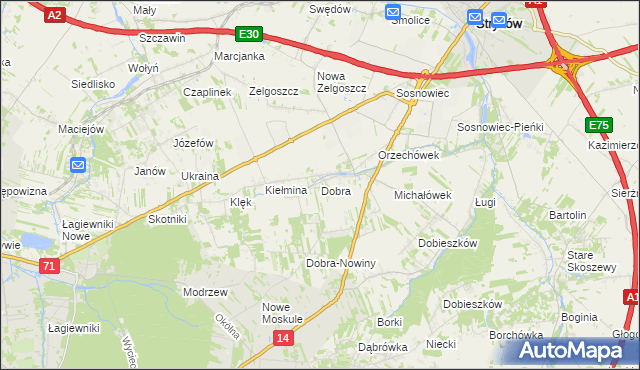 mapa Dobra gmina Stryków, Dobra gmina Stryków na mapie Targeo
