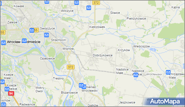 mapa Dobrzykowice, Dobrzykowice na mapie Targeo