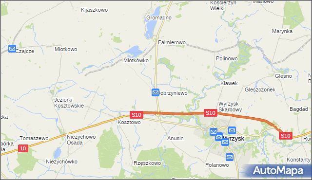 mapa Dobrzyniewo, Dobrzyniewo na mapie Targeo