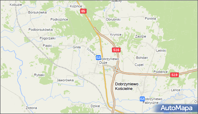 mapa Dobrzyniewo Duże, Dobrzyniewo Duże na mapie Targeo