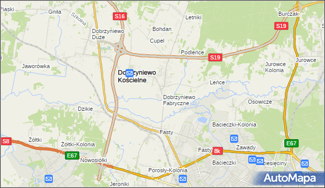 mapa Dobrzyniewo Fabryczne, Dobrzyniewo Fabryczne na mapie Targeo