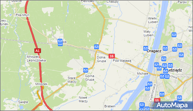 mapa Dolna Grupa, Dolna Grupa na mapie Targeo