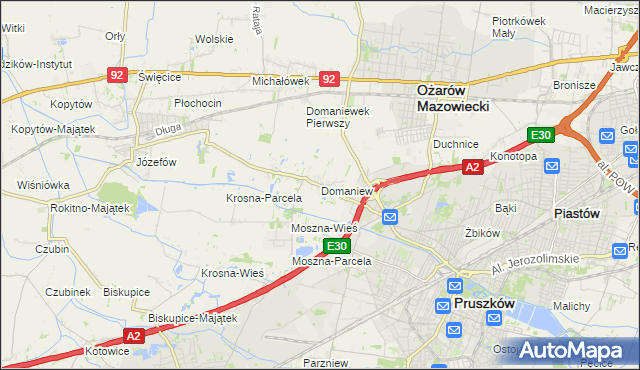 mapa Domaniew gmina Brwinów, Domaniew gmina Brwinów na mapie Targeo