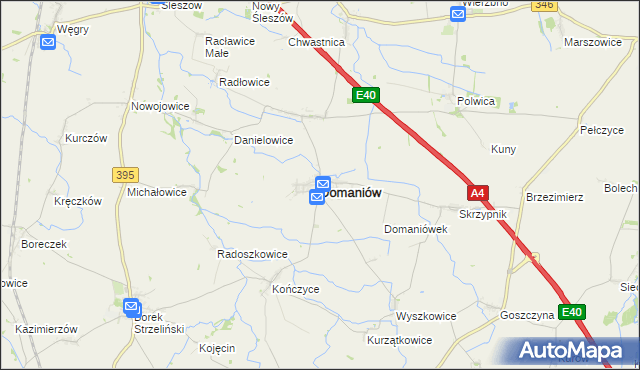 mapa Domaniów powiat oławski, Domaniów powiat oławski na mapie Targeo