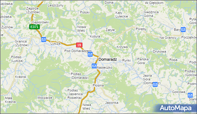 mapa Domaradz powiat brzozowski, Domaradz powiat brzozowski na mapie Targeo