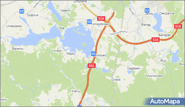 mapa Dorotowo gmina Stawiguda, Dorotowo gmina Stawiguda na mapie Targeo