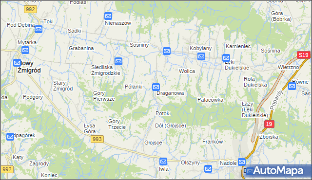 mapa Draganowa, Draganowa na mapie Targeo