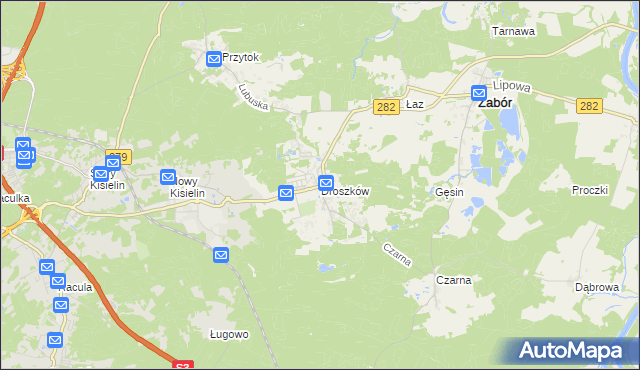 mapa Droszków gmina Zabór, Droszków gmina Zabór na mapie Targeo