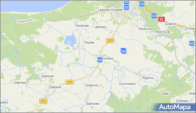 mapa Duninowo, Duninowo na mapie Targeo