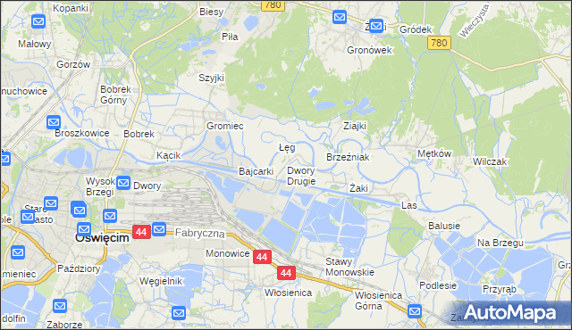 mapa Dwory Drugie, Dwory Drugie na mapie Targeo