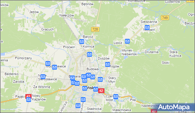 mapa Dyszów, Dyszów na mapie Targeo