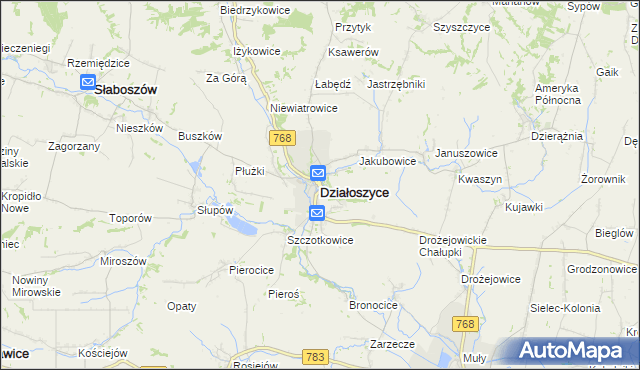 mapa Działoszyce, Działoszyce na mapie Targeo