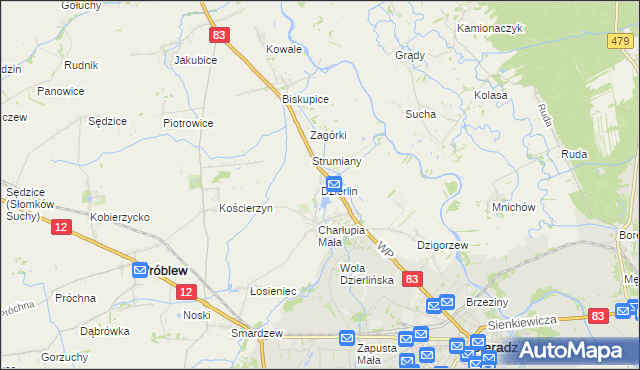 mapa Dzierlin, Dzierlin na mapie Targeo