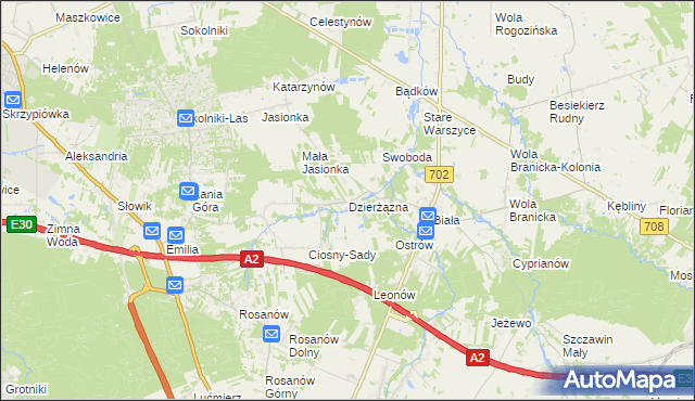 mapa Dzierżązna gmina Zgierz, Dzierżązna gmina Zgierz na mapie Targeo