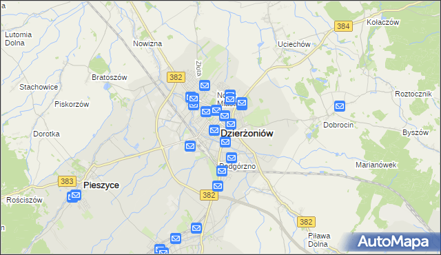 mapa Dzierżoniów, Dzierżoniów na mapie Targeo