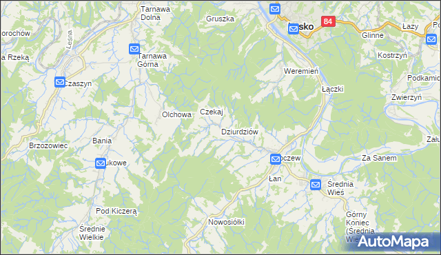 mapa Dziurdziów, Dziurdziów na mapie Targeo