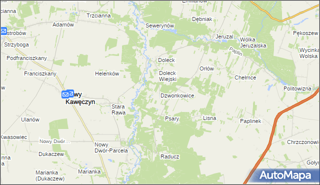 mapa Dzwonkowice, Dzwonkowice na mapie Targeo