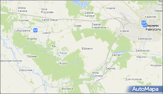 mapa Elżbiecin gmina Rejowiec, Elżbiecin gmina Rejowiec na mapie Targeo