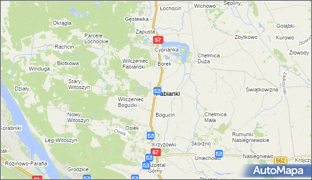 mapa Fabianki powiat włocławski, Fabianki powiat włocławski na mapie Targeo