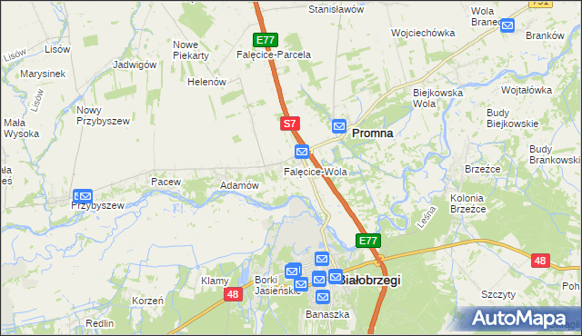 mapa Falęcice, Falęcice na mapie Targeo