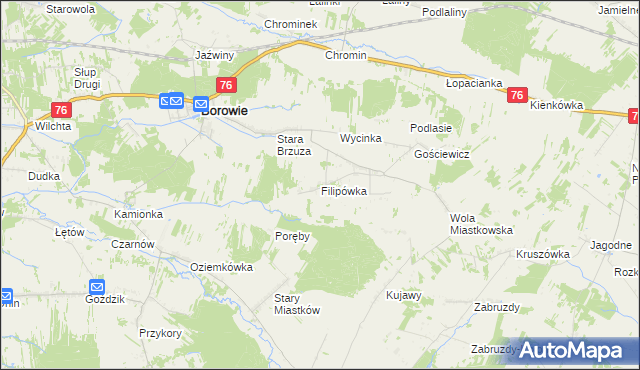 mapa Filipówka gmina Borowie, Filipówka gmina Borowie na mapie Targeo