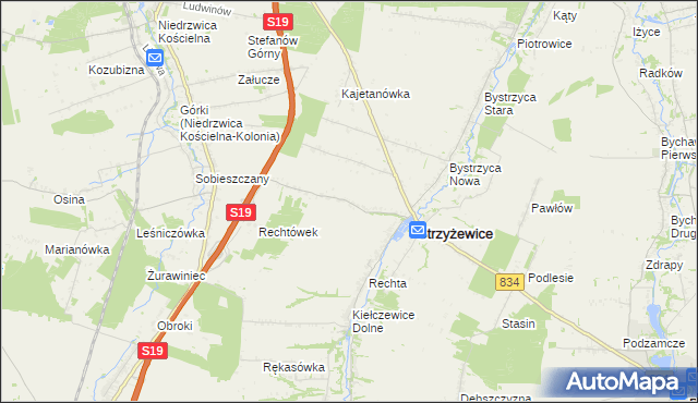 mapa Franciszków gmina Strzyżewice, Franciszków gmina Strzyżewice na mapie Targeo