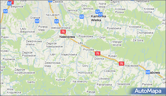mapa Frycowa, Frycowa na mapie Targeo