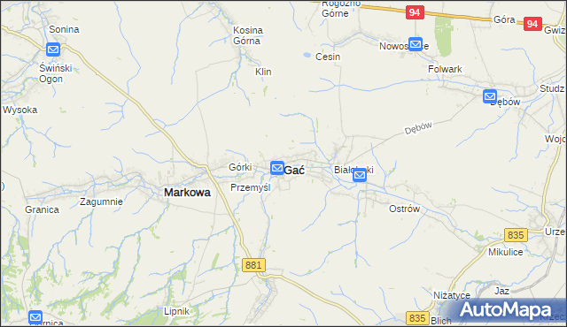 mapa Gać powiat przeworski, Gać powiat przeworski na mapie Targeo