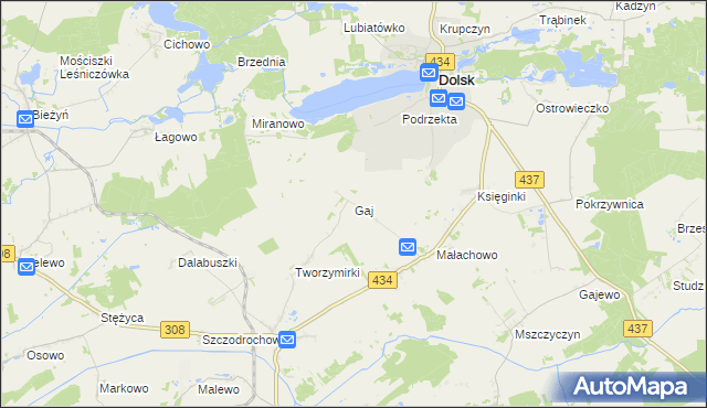 mapa Gaj gmina Gostyń, Gaj gmina Gostyń na mapie Targeo