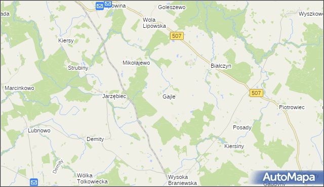 mapa Gajle, Gajle na mapie Targeo