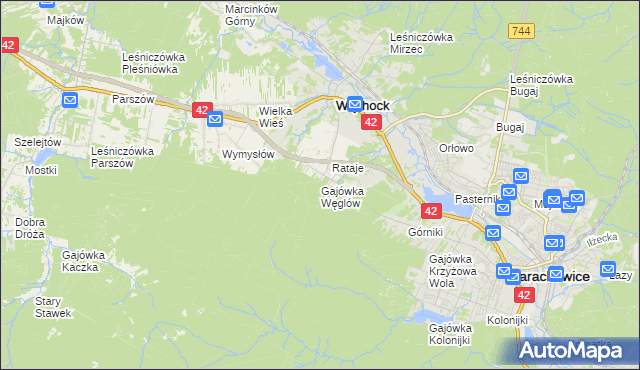 mapa Gajówka Węglów, Gajówka Węglów na mapie Targeo