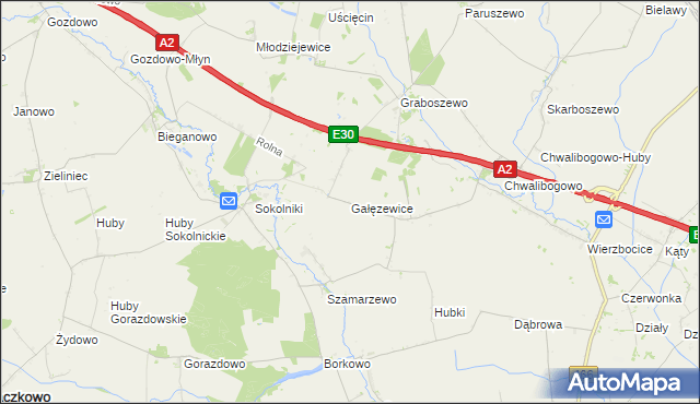 mapa Gałęzewice, Gałęzewice na mapie Targeo